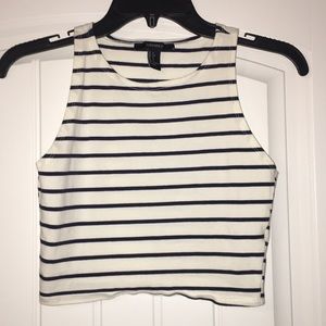 Navy & white stripped crop top
